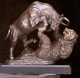 Executive Gift Wall Street Stock Market Bronze Bull & Bear Fighting Statue Sculpture