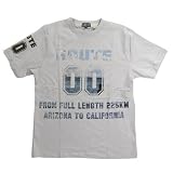 16/1　綿スラブ天竺　半袖Tシャツ 両面プリント route00柄-Ｌグレー-LL