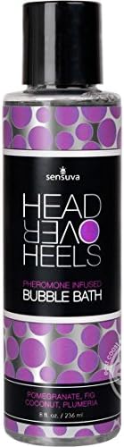 Sensuva Organics Head Over Heels Hygiene Pheromone Infused Super Fluffy Warm Silky Water Sexy Bubble Bath And Shower Gel Pomegranate Fig Coconut & Plumeria 8 Oz