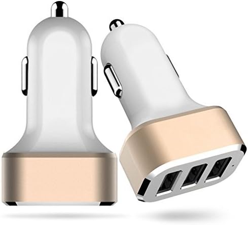 Car Charger, Cyberteck 3-Port 4.1A(2.1A 1A 1A) Aluminum Panel Compact Designed Rapid USB Car Charger for iPhone 6 6 Plus iPhone 5/5s/5c iPhone 4 4S iPad 1 2 3 iPad mini iPad Air iPod 5th iPod classic iPod nano iPod touch Samsung Galaxy Smartphones Samsung Tablets Motorola HTC Asus Huawei Cellphones Android Smartphones Tablet Pc Gopro Ebooks e-Reader MP3 Player GPS and More Digital Devices with 5V Input [ONE Year Warranty] (White &amp; Gold)