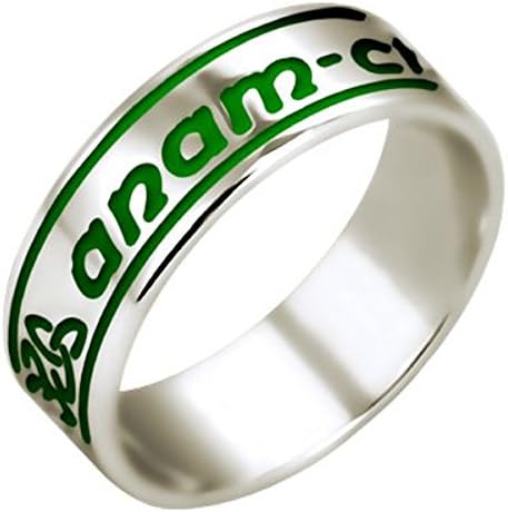 Sterling Silver Plated Ring, Green Enamel Script - My Soul Mate - 8