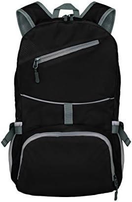 qingstart 25L Packable Handy Lightweight Travel Backpack Outdoor Foldable Backpack Daypack (Black)