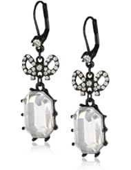 Betsey Johnson "Iconic Jet Setters" Bow and Gem Drop Earrings