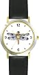Dragonfly or Dragon Fly Insect - Animal - WATCHBUDDY&reg; DELUXE TWO-TONE THEME WATCH - Arabic Numbers - Black Leather Strap-Size-Women's Size-Small