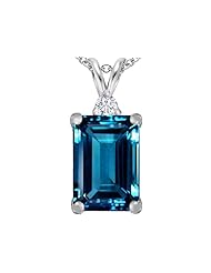 Original Star K (tm) Large 14x10mm Emerald Cut Simulated Blue Topaz Pendant in 925 Sterling Silver