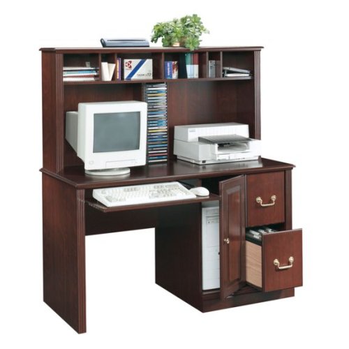 Classic Cherry Computer Desk w/ Hutch & File Cabinet Drawer