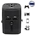 ETvalley Universal All-in-one Travel Power International Adapters with Dual USB Ports and Nightlight Built-in LED, Color Black