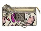 Coach Authentic Coach Poppy Petal Floral Zippy Wallet Wristlet Gold and Silver – Coach 45551WP