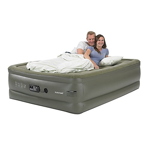 InstaBed Queen Raised Air Mattress with Sure Grip Bottom & BuiltIn