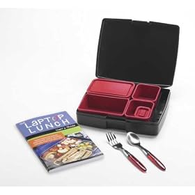 Eco Friendly Laptop Lunch Bento Box-PBA Free-Black and Red