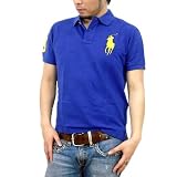 「ポロ ラルフローレン メンズ POLO RALPH LAUREN メンズ CUSTUM FIT(カスタムフィット) 鹿の子 ラルフ 半袖ポロシャツ 0713 ブルーイエロー Sサイズ　並行輸入品」の画像
