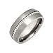 8mm Court Shape Titanium Brushed Metal Ring Highlighted With A Twin Silver Wrap Around Wire Design - Size T