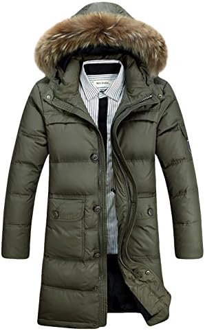 HAANAGNE Men's Winter Warm Fur Hoodie Outdoor Puffer Duck Down Jackets