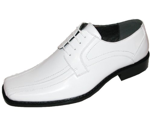 Bolano Mens White Classic Smooth Oxford Lace Up Dress Shoe: Style 7815 White-007