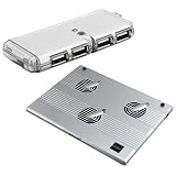 Cooling Fan Pad + 4 USB 2.0 Port Hub for Laptop Notebook