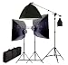 CowboyStudio 2275 Watt Digital Video Continuous Softbox Lighting Kit BOOM Set with Carrying Case - 2 Light stands, 2 Softboxes, 1 Boom Kit