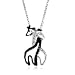 Black & White Diamond Accented Giraffe Pendant in Sterling Silver w/18" Chain