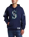MLB Men's Seattle Mariners Be Proud Long Sleeve Hooded Fleece Pullover, Athletic Navy/Stone Gray, Large