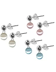 Kids Set of Glass Pearl Pierced Earrings/ Set of 3 Colors