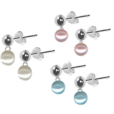 Cheap Girls Jewelry Kids Set of Glass Pearl Pierced Earrings/ Set of 3 Colors For Sale