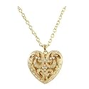 Rhinestone Accent Golden Heart Pendant Necklace Fashion Jewelry
