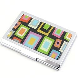 Pop Art Black Compact Mirror Business Card Holder Set