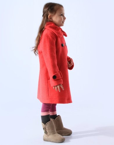 ガールズ 子供服 冬服 コート 厚地 ウールンコート大衣 ダブルブレスト MUCHU