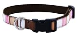 Small Brown/Multi Stripe Dog Collar: 5/8 wide, Adjusts 10-14.
