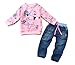 StylesILove Pattern Sweatshirt and Jeans Little Girl Outfit