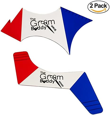 The Groom Buddy Hair and Beard Styling and Shaping Tool Set for Men's Facial Hair and Hairline - Perfect Symmetric Lines and Trims. Tools for a Guy's Beard Mustache Goatee Side Burns Neck &amp; Line ups