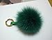 AURORA168 Real Fox Fur Pom Pom Ball Keyring / Bag Purse Charm Gold Ring (Emerald Green)