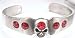 RED CRYSTAL Crystals SKULL Silver Tone PEWTER BRACELET