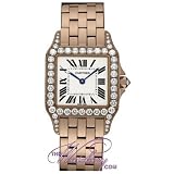 Cartier Santos Demoiselle Ladies' Large Watch 18K Rose Gold Silver Dial Diamond Bezel WF9007Z8 by Cartier