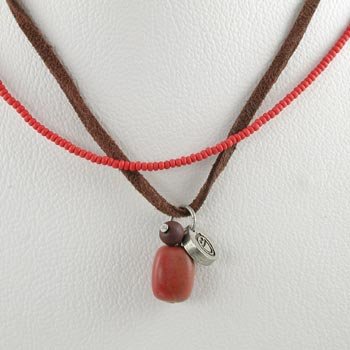 life is good Kerrie Choker Necklace with Leather and Red Glass Beads, #kerrie_red_