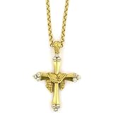 Heavenly Devotion Gold Tone Draped Crystal Cross Necklace