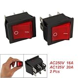 Como 2 Pcs On/Off Red Button DPDT Black Boat Rocker Switch