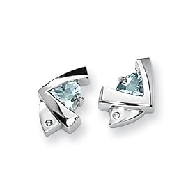 1.82 cttw Sterling Silver Blue Topaz and Diamond Post Earrings