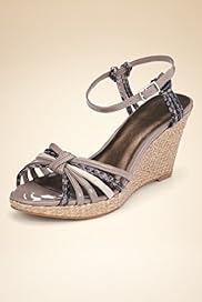 Open Toe Snakeskin Print Wedge Shoes