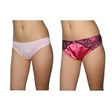 2 PACK: Womens Sexy Hipster Briefs Underwear Thong Panties / Knickers - Pink & Red Black