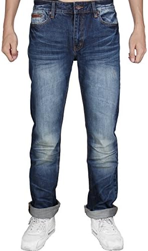 Jumpers Ministry Men's Fashion Relaxed Bootcut Style Whisker Denim Jeans 30 Indigo
