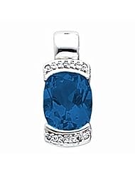 14K White Gold Oval Cut Chatham Created Sapphire Pendant -- LIFETIME WARRANTY