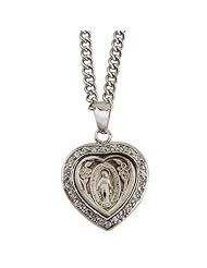 Sterling Silver Miraculous Medal Heart Pendant