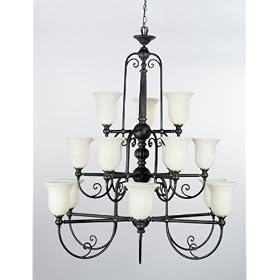 Quoizel IS5015IB Isabella 15 Light Large Foyer Chandelier in Imperial Bronze with Spanish Alabaster glass