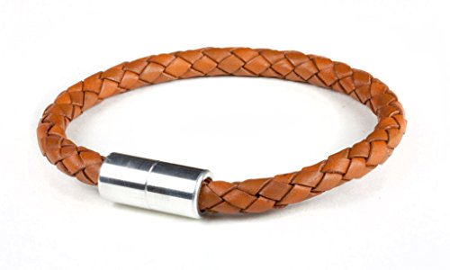 Suki PRO Braided Leather Magnet Therapy Bracelet - 6mm (1/4) Saddle