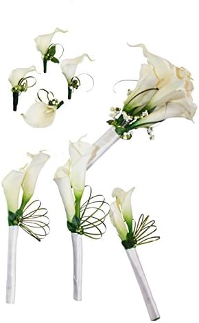 Calla Lily Bride's Bouquet, Bride Maid's Bouquet and Boutonnieres Set - Calla Lily Arrangement