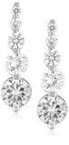 9ct White Gold 5graduated Cubic Zirconia Drop Earrings