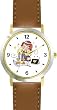 Girl Blessing the Candles Judaica Jewish Theme - WATCHBUDDY&reg; DELUXE TWO-TONE THEME WATCH - Arabic Numbers - Brown Leather Strap-Size-Large ( Men's Size or Jumbo Women's Size )