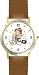 Girl Blessing the Candles Judaica Jewish Theme - WATCHBUDDY&reg; DELUXE TWO-TONE THEME WATCH - Arabic Numbers - Brown Leather Strap-Size-Large ( Men's Size or Jumbo Women's Size )