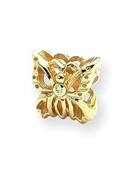 14k Yellow gold Reflections .015ct. Diamond Butterfly Bead