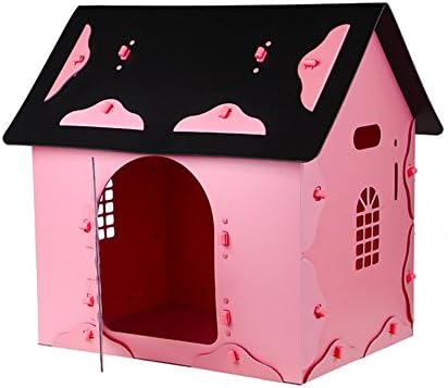 Joybrands BH03 Luxury Dog House Plastic Pet Room Prevent bacteria Easy cleaning Black roof pink wall